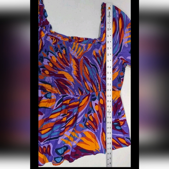 NWT Terra & Sky Smocked Top Womens 14W 3/4 Sleeve Colorful - Picture 8 of 11